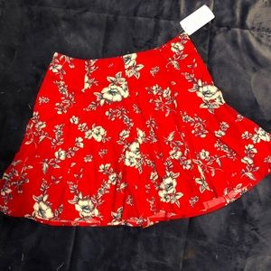 Red floral skirt